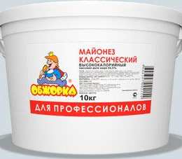 Майонез «Обжорка» Классический, ведро пластик. 10000 г